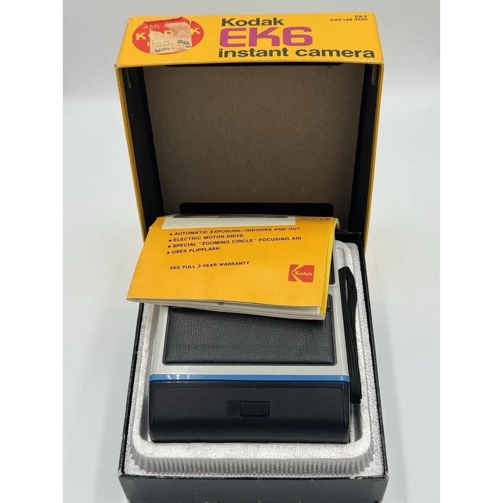 Vintage 1976 Kodak EK6 Instant Camera with Original Box & Manual - Untested